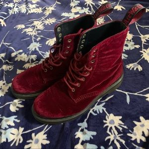 Dr.Martens Woman’s 1460’s Pascal Velvet Cherry 🍒 Red Velvet. Size US 8